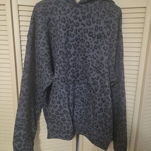 Leopard Print Comfort Pants & Hoodie - Black/Gray 2X